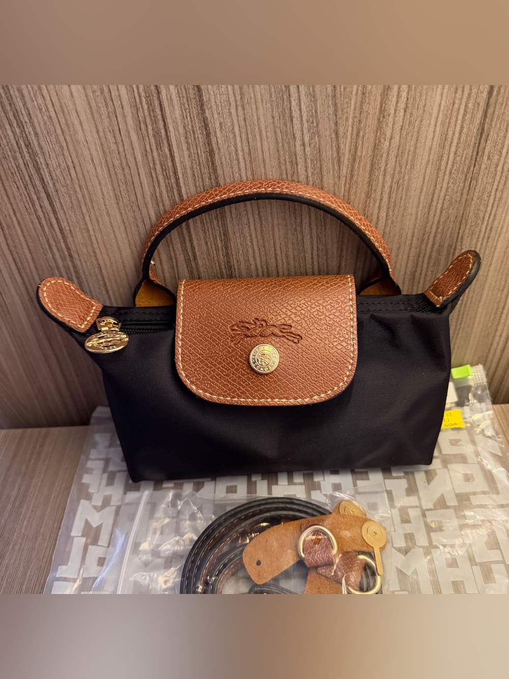 Longchamp Black Mini Pouch - Strap included